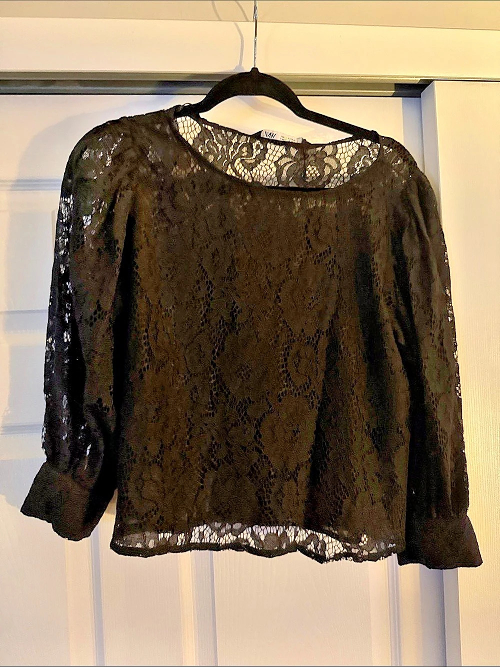Zara Lace Blouse in Black Size Small NWT